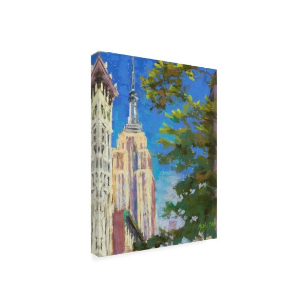 Nancie King Mertz 'Empire State On Blue' Canvas Art,18x24